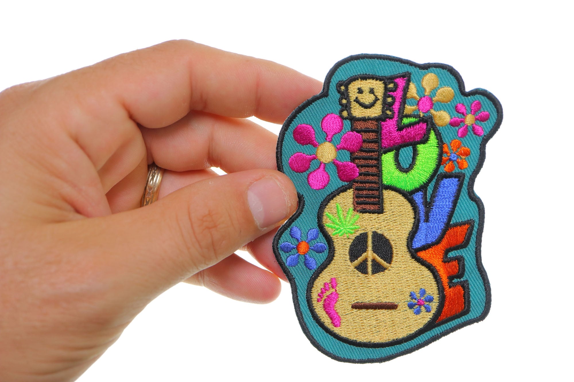 Love Guitar Cute Iron-On Patch - Fun and Musical Design for Trendy Style (  5 x 4 inches )